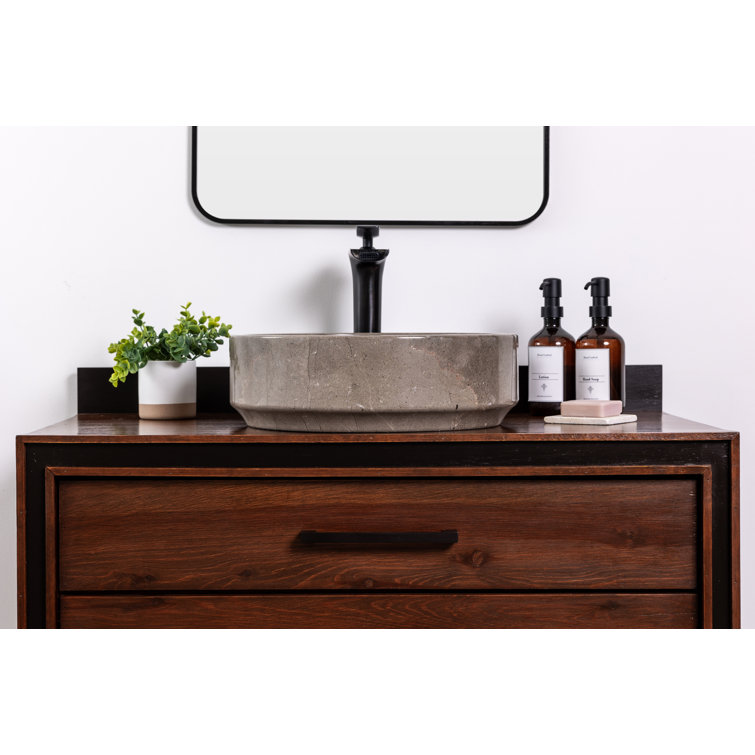 Natural Gray Marble Circular Vessel Bathroom Sink