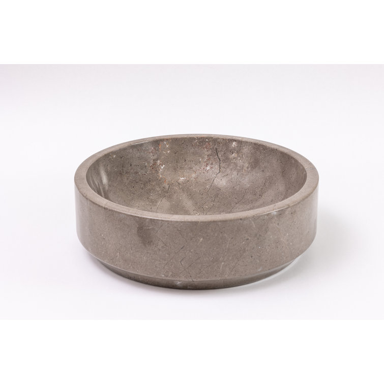 Natural Gray Marble Circular Vessel Bathroom Sink