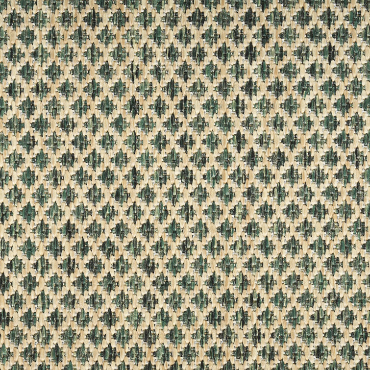 Courtyard Green and Beige Geometric Synthetic Indoor/Outdoor Rug