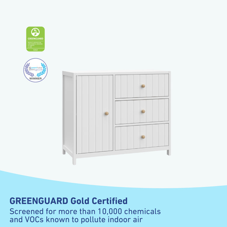 White GREENGUARD Certified 3-Drawer Combo Nursery Dresser