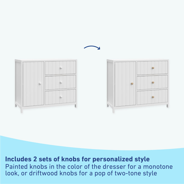 White GREENGUARD Certified 3-Drawer Combo Nursery Dresser