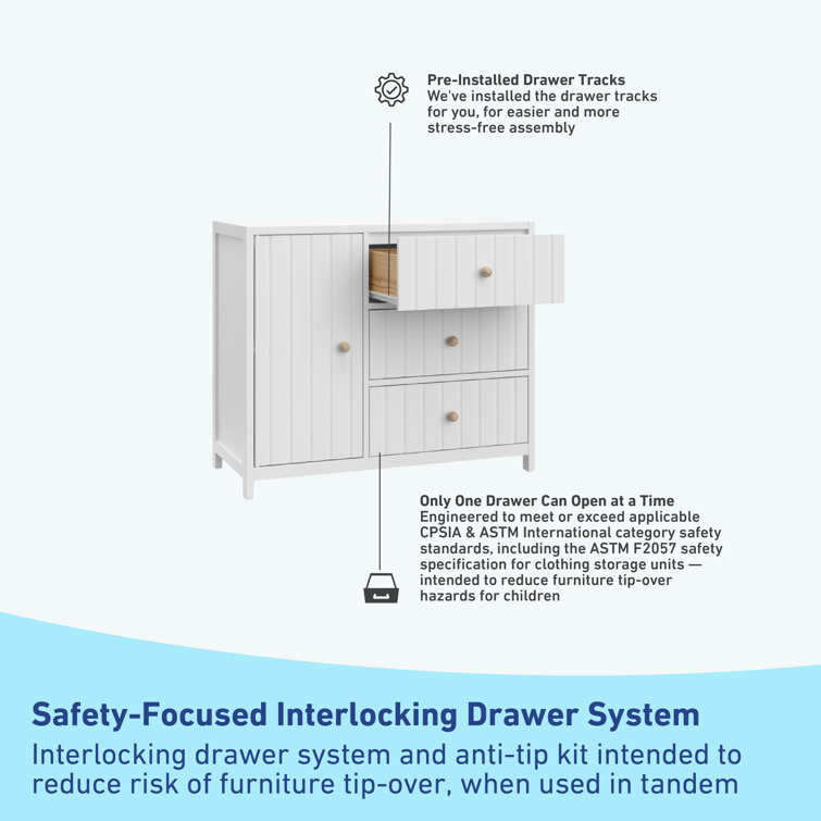 White GREENGUARD Certified 3-Drawer Combo Nursery Dresser