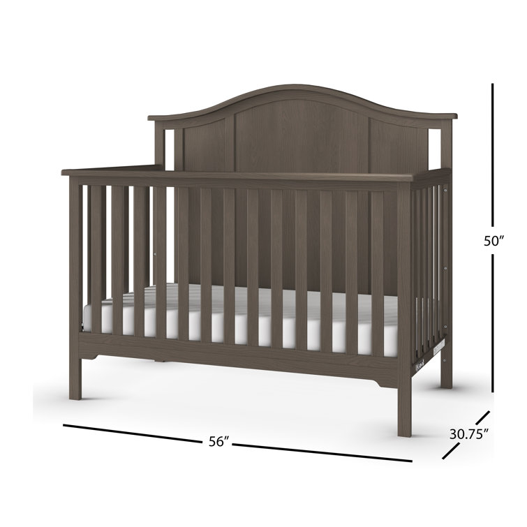 Gray Wooden Convertible Crib and Changing Table Set