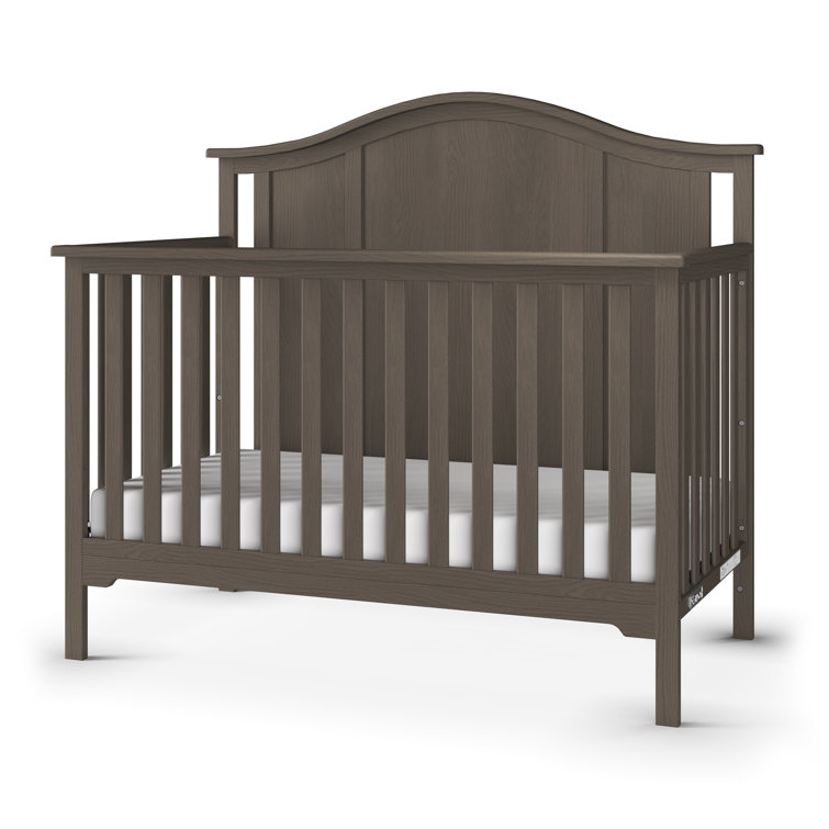 Gray Wooden Convertible Crib and Changing Table Set