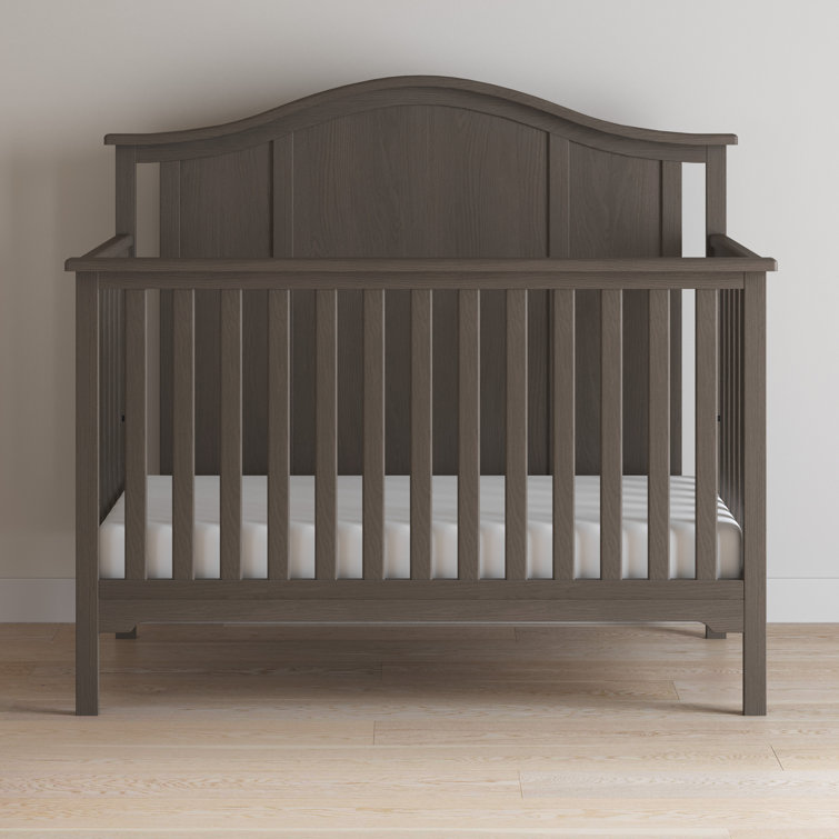 Gray Wooden Convertible Crib and Changing Table Set