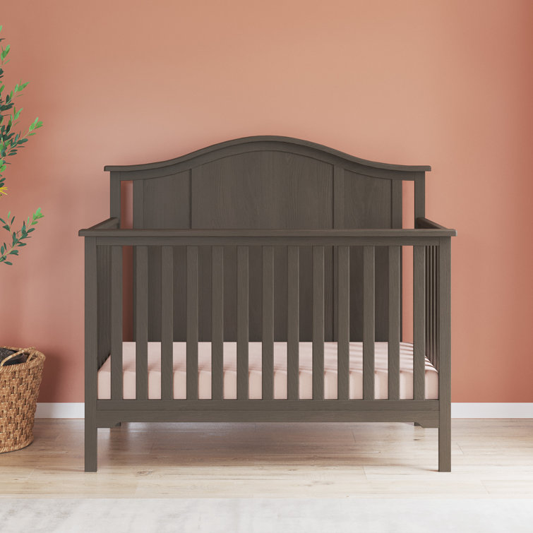 Gray Wooden Convertible Crib and Changing Table Set