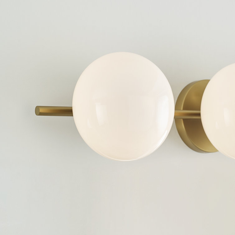 Burnished Brass and Milk White Glass 3-Light Vanity Fixture