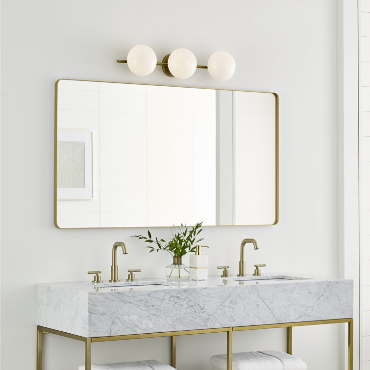 Burnished Brass and Milk White Glass 3-Light Vanity Fixture