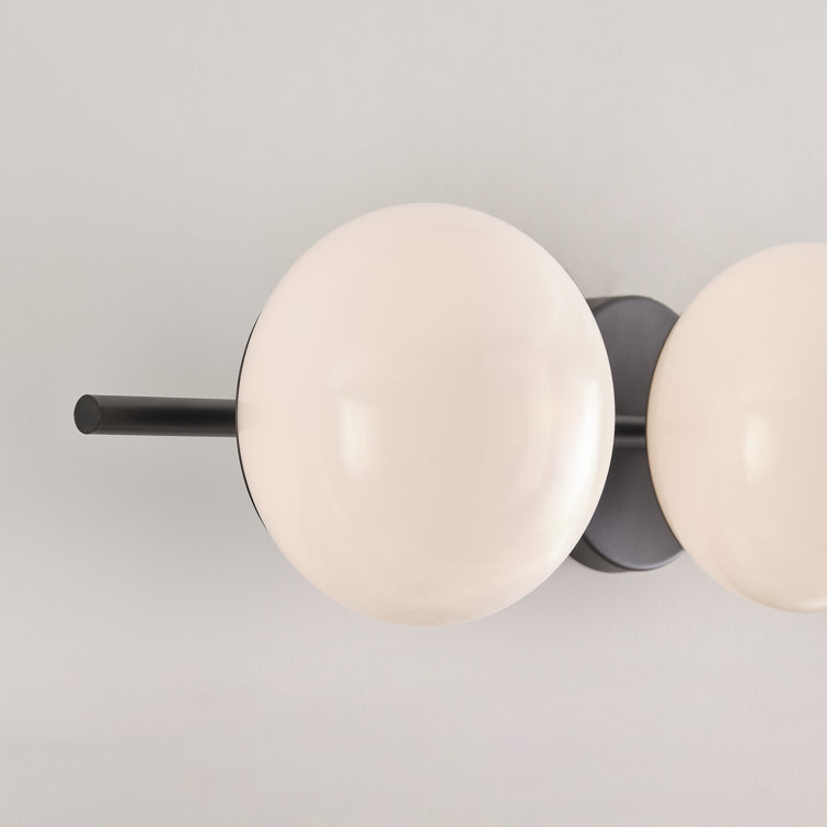 Aged Iron and Milk White Glass 3-Light Vanity Fixture