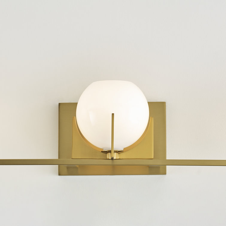 Abbott Mid-Century Modern 3-Light Burnished Brass Vanity with White Milk Glass