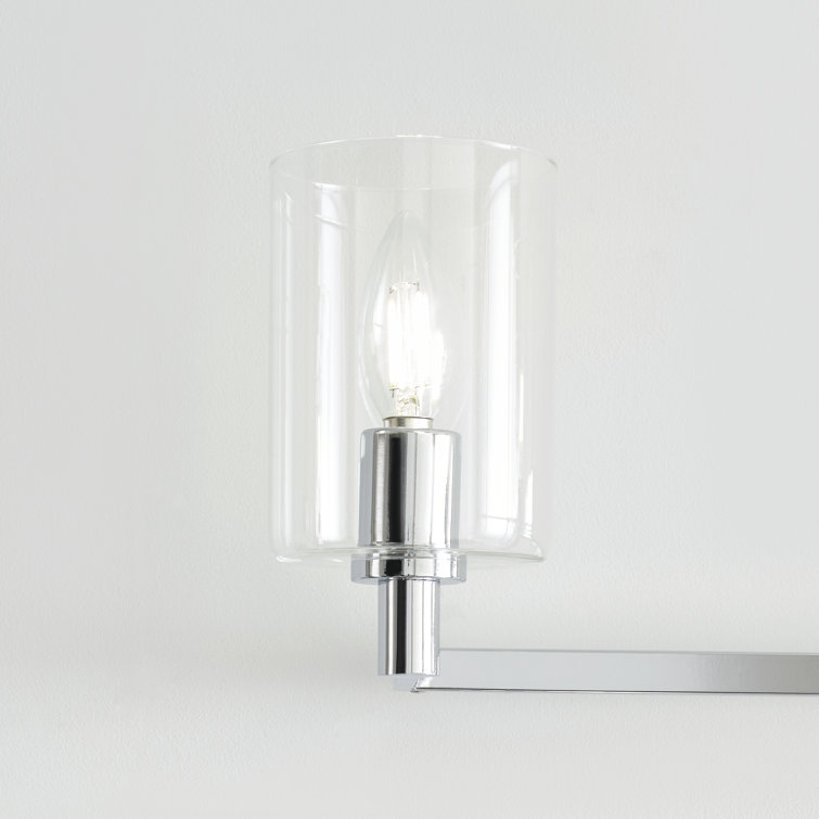 Chrome 4-Light Dimmable Vanity Fixture with Clear Glass Shades