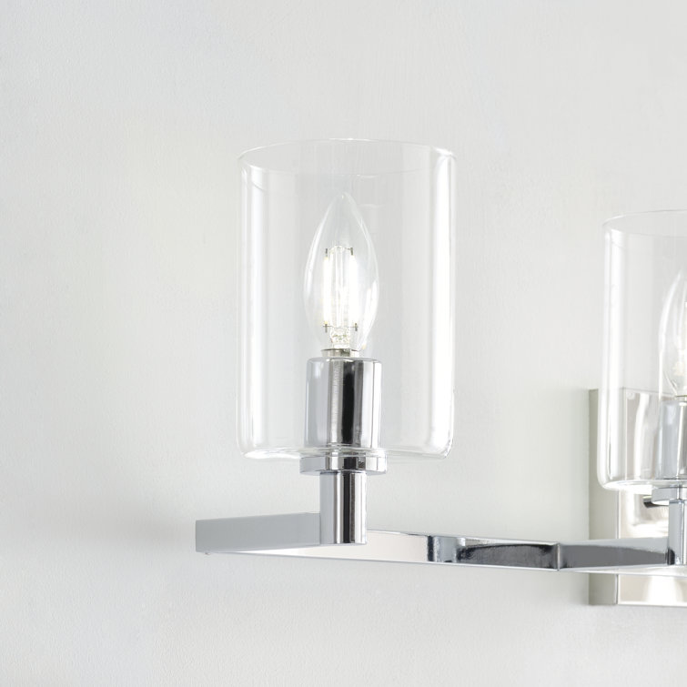 Chrome 4-Light Dimmable Vanity Fixture with Clear Glass Shades