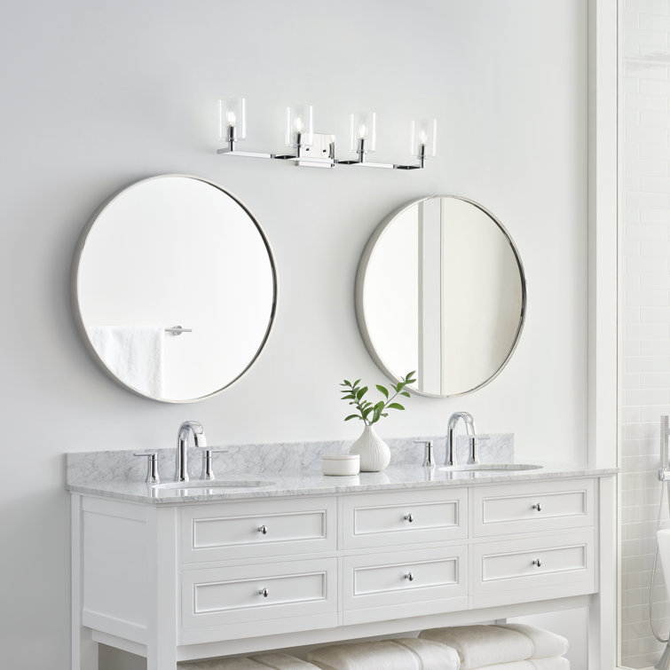 Chrome 4-Light Dimmable Vanity Fixture with Clear Glass Shades