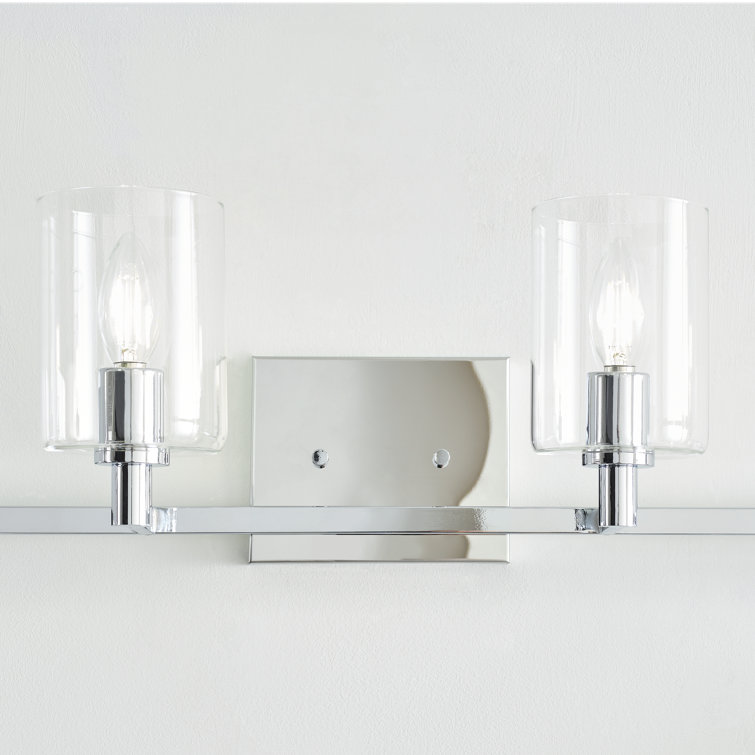 Chrome 4-Light Dimmable Vanity Fixture with Clear Glass Shades