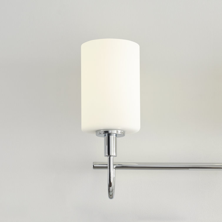 Chrome Four-Light Bathroom Vanity Fixture with Glass Shades