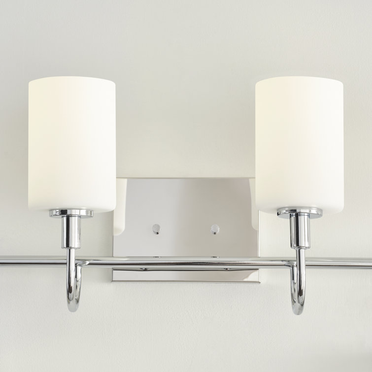 Chrome Four-Light Bathroom Vanity Fixture with Glass Shades