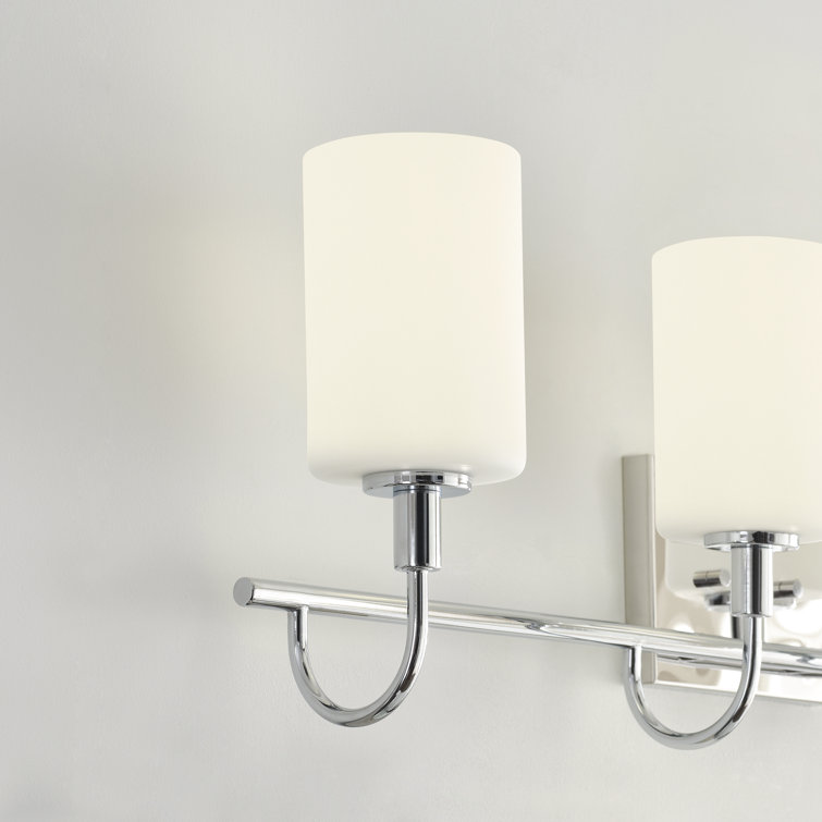 Chrome Four-Light Bathroom Vanity Fixture with Glass Shades