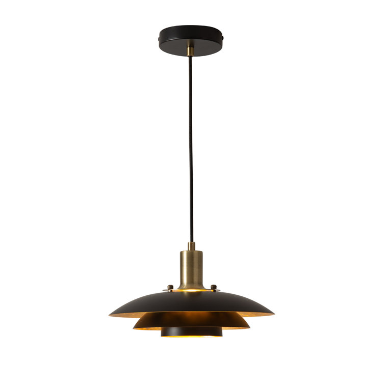 Rancho Mirage Matte Black and Brass Pendant Light