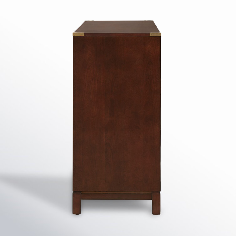 Espresso Double Dresser with Soft Close Drawers and Gold Accents