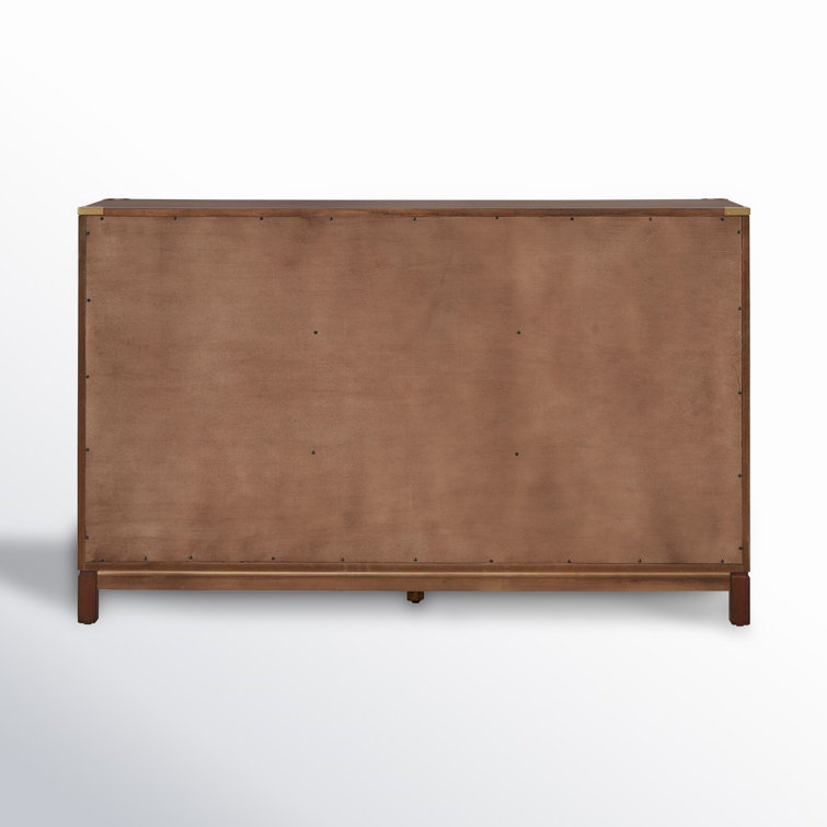 Espresso Double Dresser with Soft Close Drawers and Gold Accents