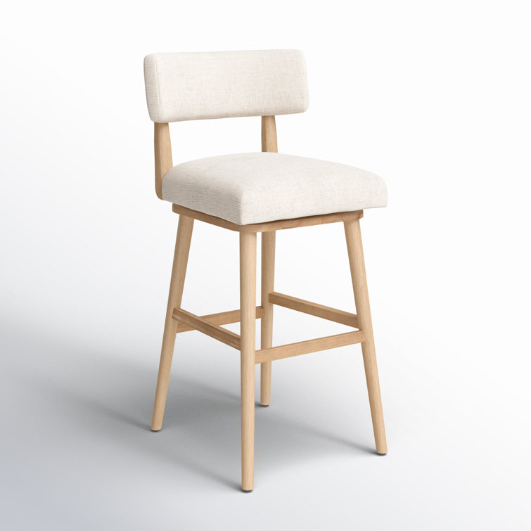 Natural Wood Swivel Counter Stool with Upholstered Seat