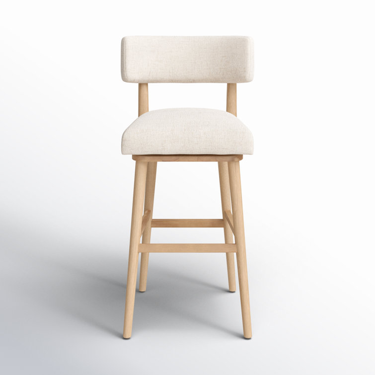 Natural Wood Swivel Counter Stool with Upholstered Seat