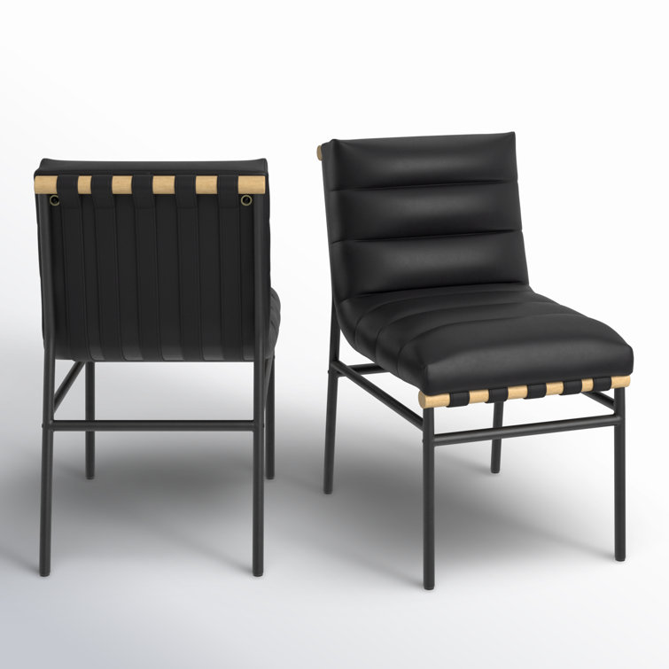 Burke Black Faux Leather Upholstered Side Chair with Metal Frame