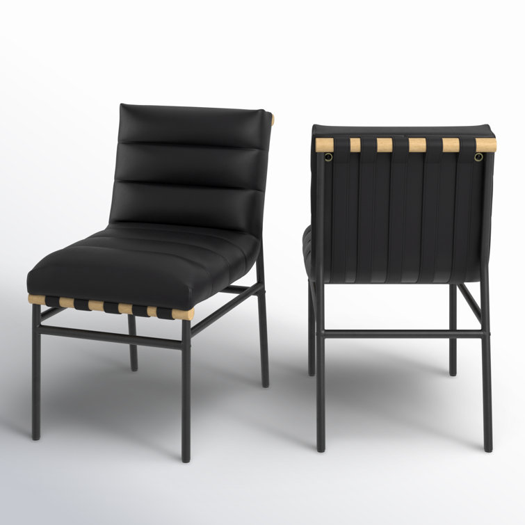 Burke Black Faux Leather Upholstered Side Chair with Metal Frame