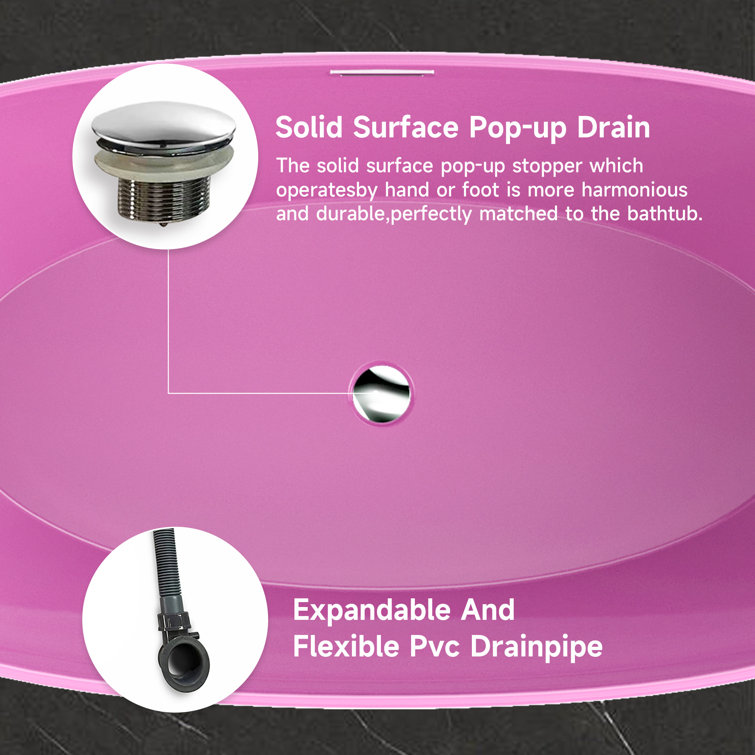 60'' Pink Acrylic Freestanding Double Slipper Bathtub