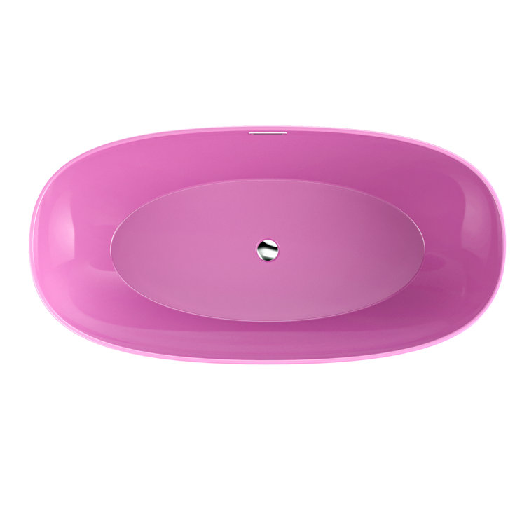 60'' Pink Acrylic Freestanding Double Slipper Bathtub