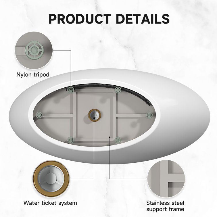 60'' White Acrylic Freestanding Slipper Soaking Bathtub