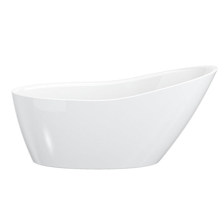60'' White Acrylic Freestanding Slipper Soaking Bathtub