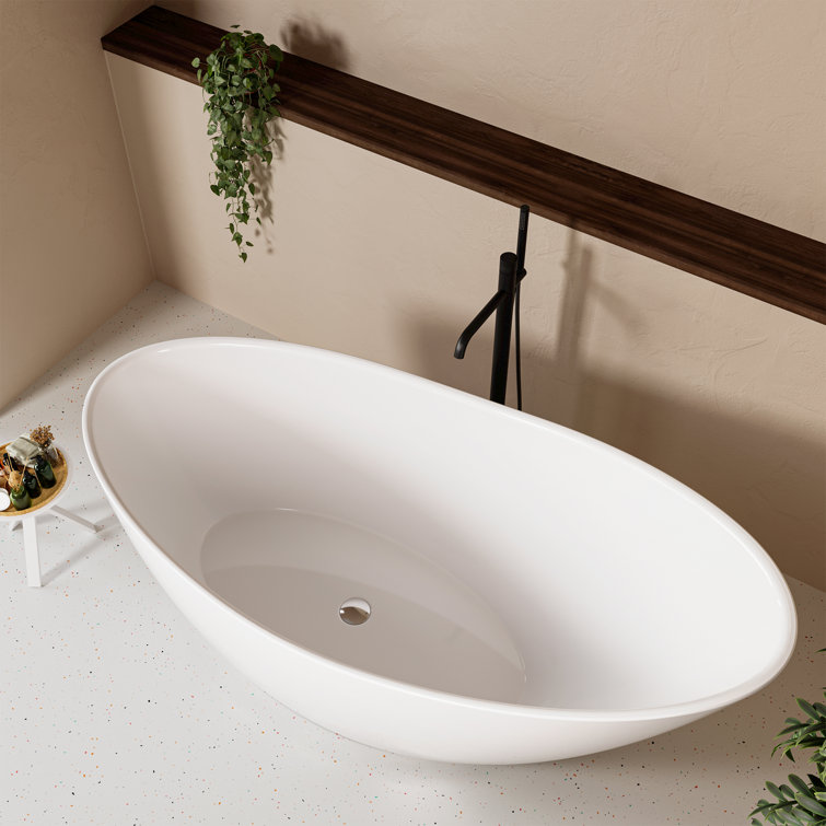 60'' White Acrylic Freestanding Slipper Soaking Bathtub