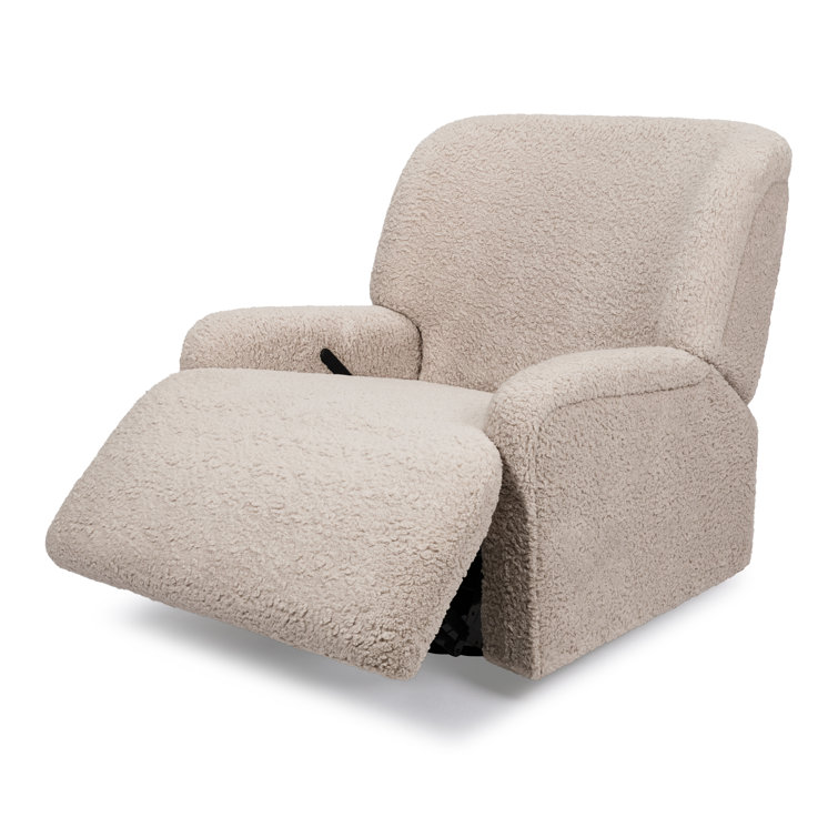 Earl Grey Shearling Swivel Recliner with Sustainably Sourced Wood