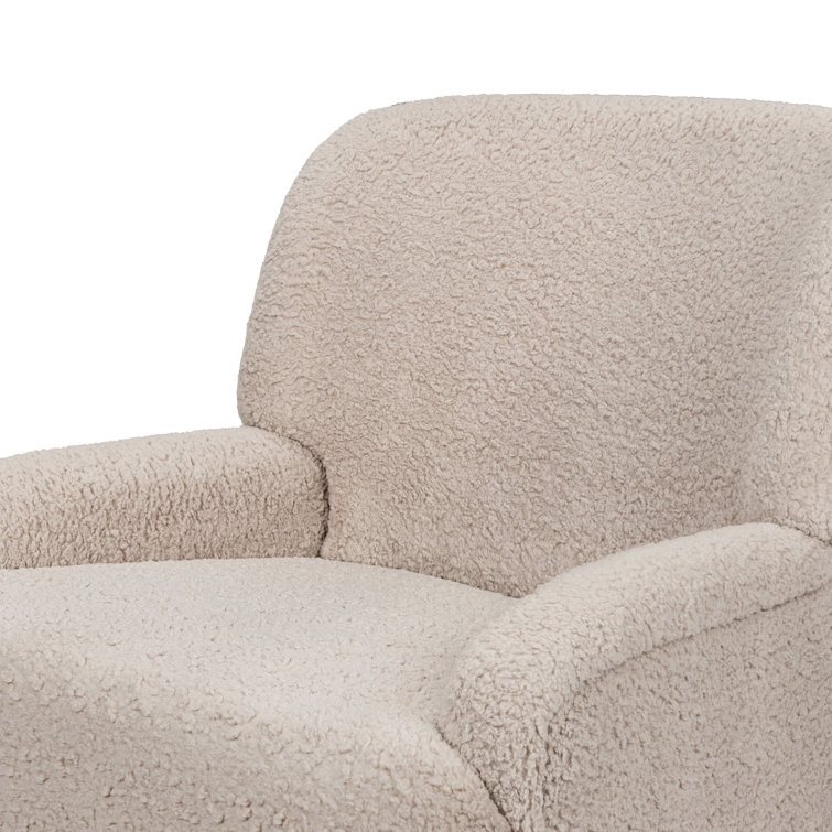 Earl Grey Shearling Swivel Recliner with Sustainably Sourced Wood