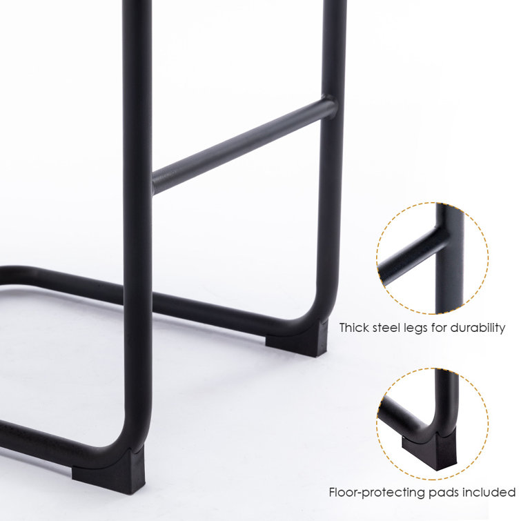 Olive Green Velvet Upholstered Bar Stools with Steel Frame, Set of 2