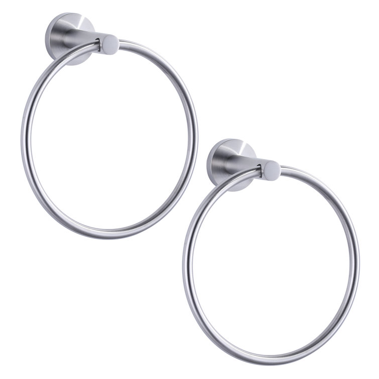 Brushed Nickel Double Wall Mounted Circular Towel Ring Set