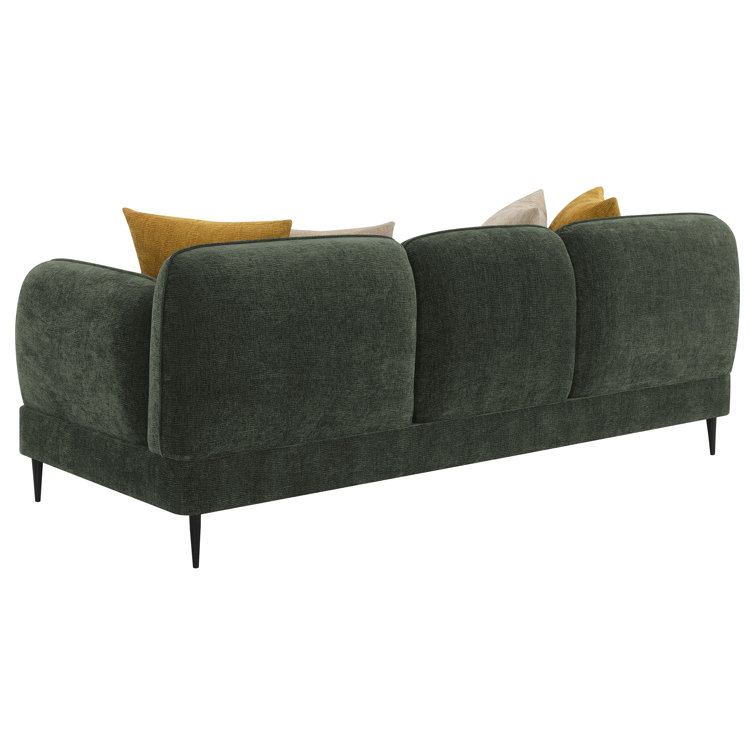 84" Green Chenille Sofa and Loveseat Set with Accent Pillows
