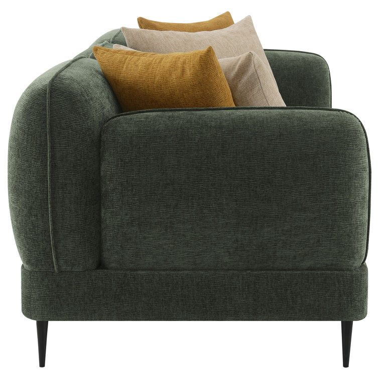 84" Green Chenille Sofa and Loveseat Set with Accent Pillows