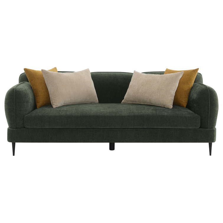 84" Green Chenille Sofa and Loveseat Set with Accent Pillows
