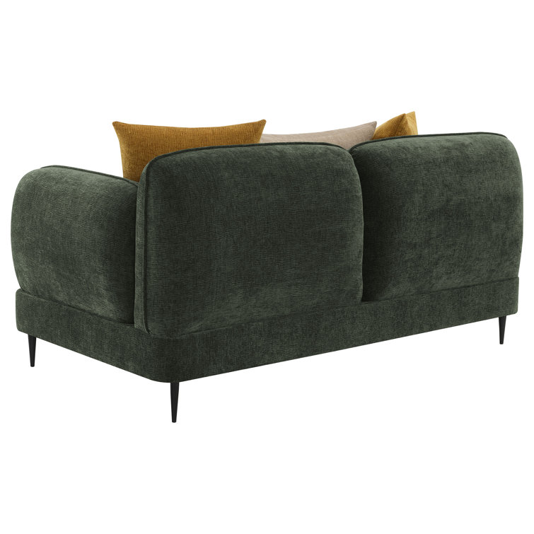 84" Green Chenille Sofa and Loveseat Set with Accent Pillows