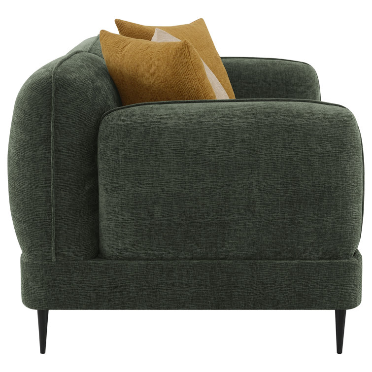 84" Green Chenille Sofa and Loveseat Set with Accent Pillows