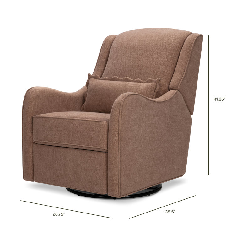Performance Dusty Rose Eco-Basketweave Swivel Recliner with Wood Base