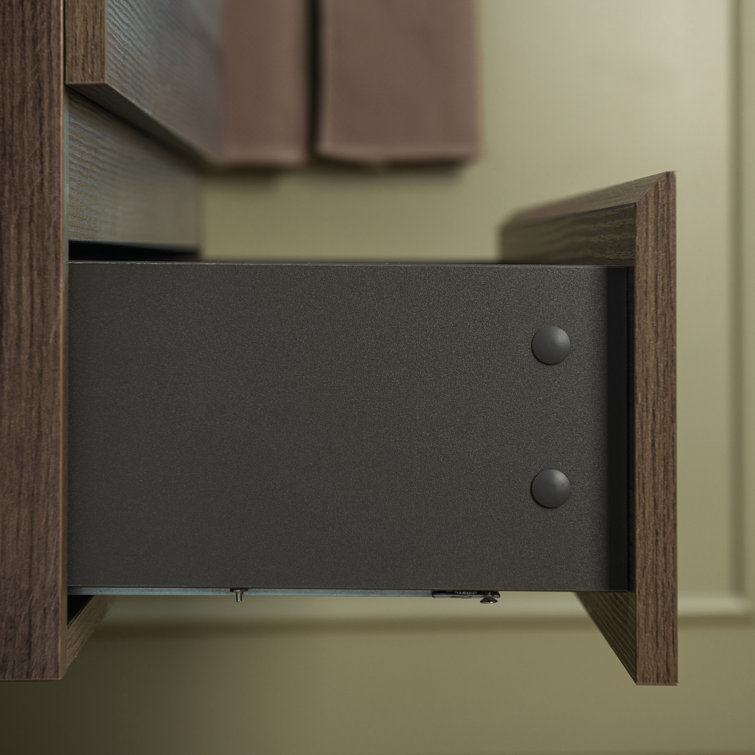 29.5" Grey Oak Composite Floating Vanity with White Resin Top