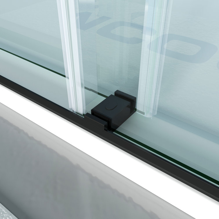 72" Brushed Nickel Frameless Double Sliding Shower Door with Clear Glass