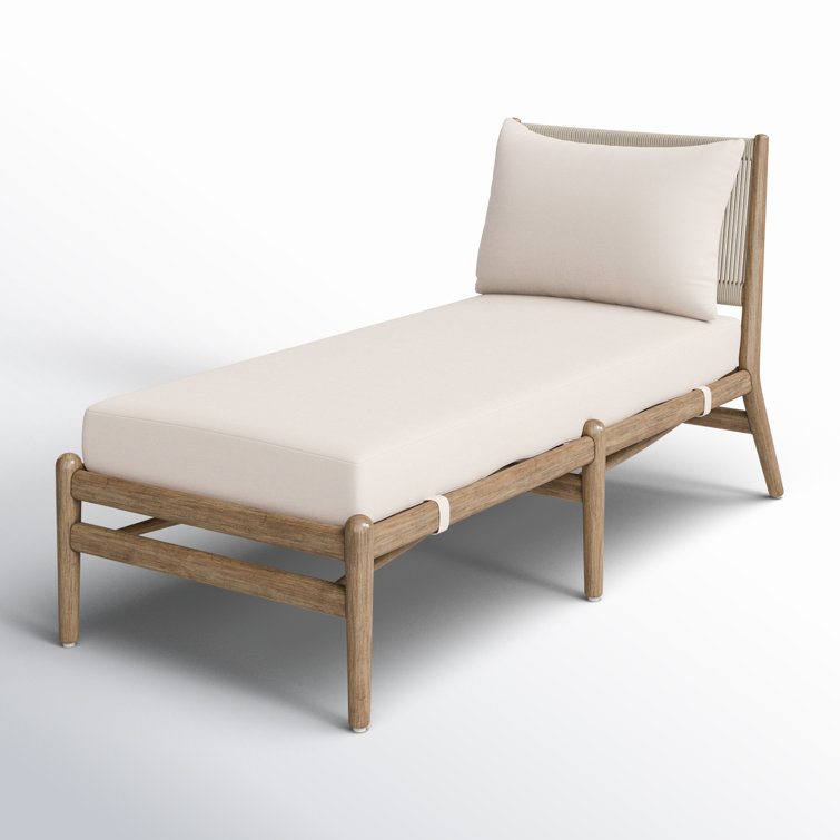 Lakin Oat Outdoor Wicker Chaise Lounge with White Cushions