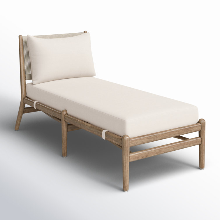 Lakin Oat Outdoor Wicker Chaise Lounge with White Cushions
