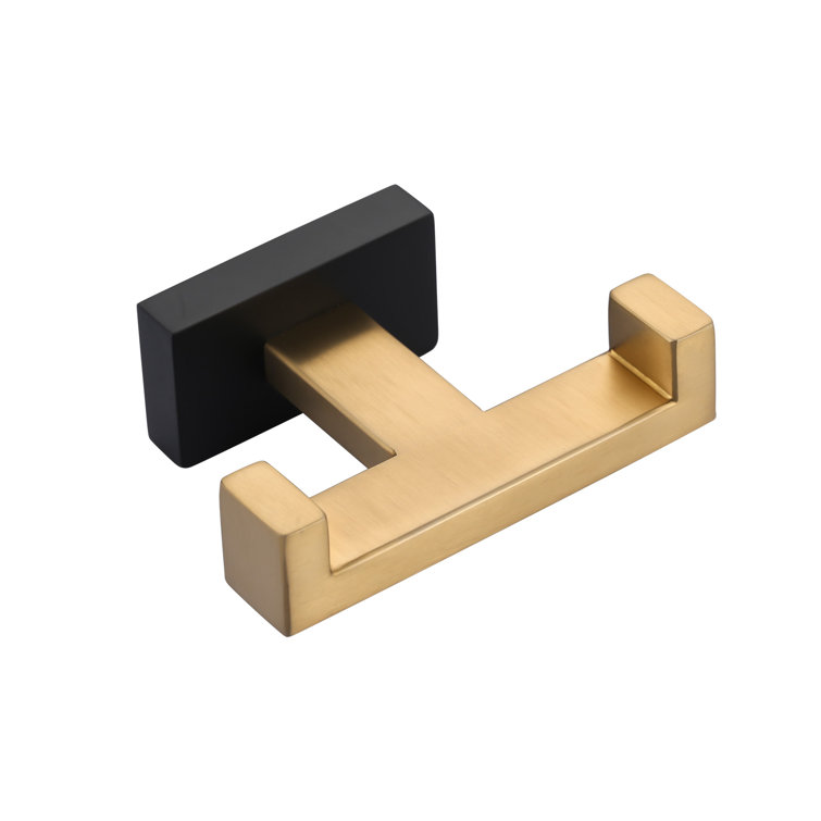 Matte Black and Gold Stainless Steel Double Towel Hook