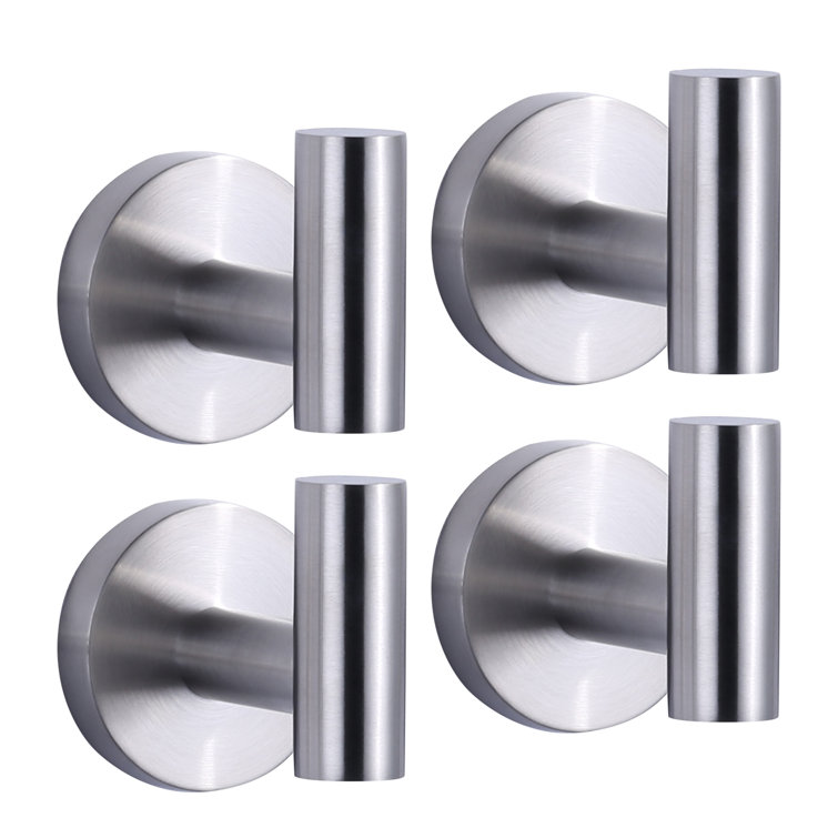 Brushed Nickel Wall Mounted J-Hook Towel Hooks (4-Pack)