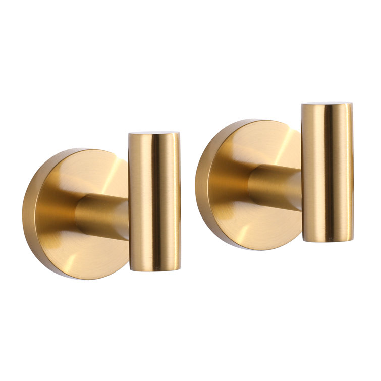 Brushed Gold Stainless Steel Wall Mounted J-Hook Set